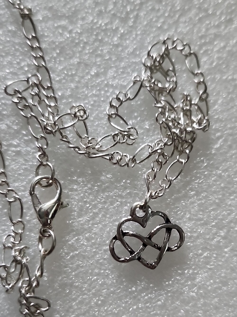 Hand Crafted Silver Heart Infinity Necklace